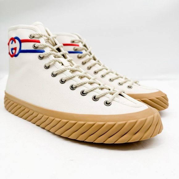 Gucci Interlocking G Logo Canvas High Top Sneakers - Picture 4 of 16